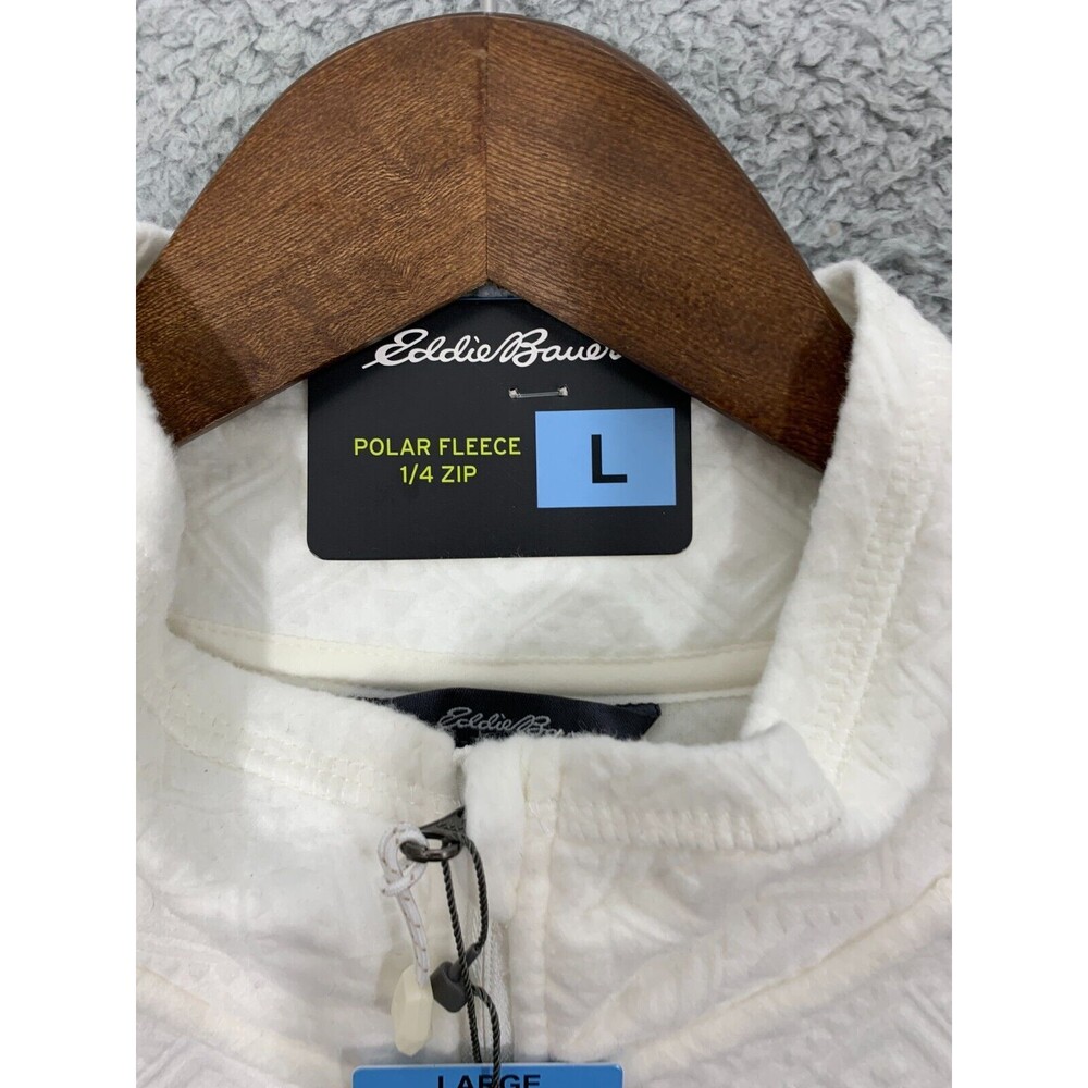NWT EDDIE BAUER White Polar Fleece 1/4 Zip Long Sleeve Sweater Large $70 MSRP - Picture 3 of 11